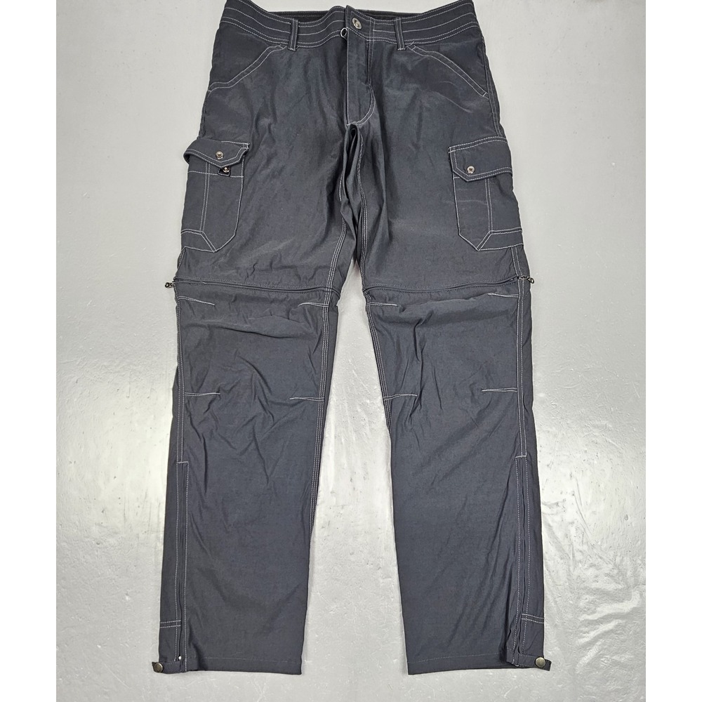 KUHL Renegade Convertible Stealth Pants Mens 34x33 Black Hiking Stretch Cargo